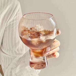 Wine Glasses Niche Ins Retro Drum Striped Glass Water Cup Ice Latte Coffee Juice Beverage Cold Drink