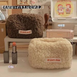 Storage Bags Stationery Bag Lamb Hair Makeup Pencil Organizers Large Capacity Travel Cosmetic Coin Purse Change