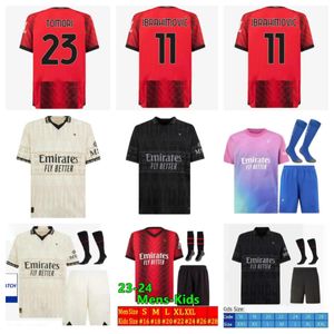 23 24 MAGLIA MILAN GIROUD RAFA LEAO PULISIC 4th Soccer Jersey Kid KIT 2023 2024 HOME AWAY AIVE 3 번째 축구 셔츠 CANCIO MAILLOT TOMORI THEO PLEASURES 네 번째 AC