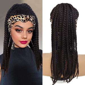 Wigs GNIMEGIL Synthetic Braided Headband Wigs for Black Women Long Curly Kinky Colly Afro Wig Natural Hair Dreadlock Wigs with Bangs