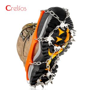 Acessórios 18 picos de gelo crampons antiderrapante tração chuteiras inverno neve apertos bota para caminhadas escalada sapatos