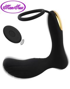 Man Nuo Wireless Remote Control Anal Plug Prostate Massager Men Masturbator Anal Vibrator Sex Toys Penis Ring USB充電式Y183929978