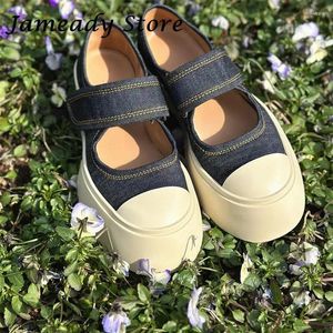 Casual Shoes Designer Brand Trainers Women Fashion Chunky Sole Platform Flat Heel Canvas Increasing Hook Loop Sneakers All Match