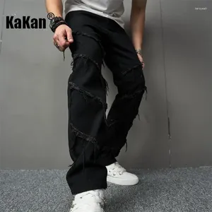 Herrenjeans Kakan, europäisch und amerikanisch, personalisierbar, bestickt, für Männer, gerader Stil, lässig, lang, K9-2321