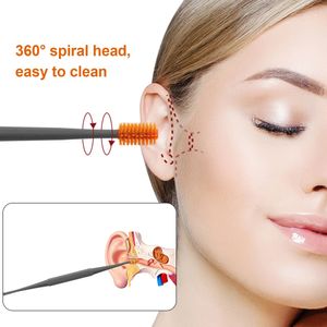 1/2PCS Silicone Double Head Ear Wax Removal Tool Ear Cleaning Sticks Earpick Ear Cleaner 360° Spiral Swab