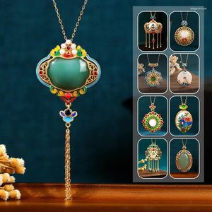 Pendant Necklaces Vintage Chinese Style Gold-plated Retro Tassel Necklace Temperament Enamel Hanfu Cheongsam Decor Accessories