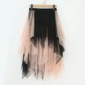 Skirts For Women Women's Long Maillard Fall Skirt Elegant High Waist Patchwork Color Cocktail Party Cotton Wrap