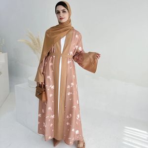 Etniska kläder Eid Ramadan Kimono Abaya Women Muslim Open Cardigan Print Maxi Dress Dubai Turkiet Islamiska arabiska femme Musulmane Caftan