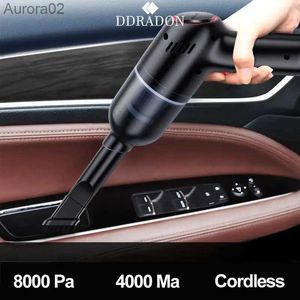 منظفات الفراغ 8000PA للسيارة اللاسلكية مكنسة مكسوة بالانحدار اللاسلكي باليد Auto Vacuum Car Home Car Dual استخدام مكنسة مكنسة صغيرة مع Battrery المدمج YQ240402