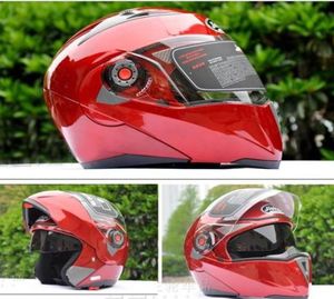 透明レンズレッドカラーヘルメットJiekai 105 UndrapeフェイスヘルメットフルフェイスヘルメットモーターバイクモトクロスヘルメットMoto RACI3541068