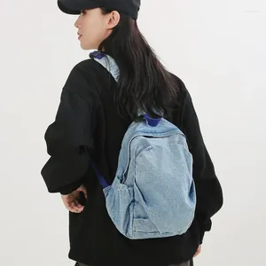 学校のバッグ小さな女性のバックパック女性学校袋バグパックファッションデニムバックパックティーンエイジャーの女の子ミニウーマンリュックサックモキラ