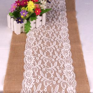 Table Skirt Home Family Rustic Jute Hessian Burlap Lace Patchwork Runner Wedding Party Decoration