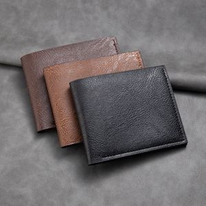 5pcs Wallets Men PU Plain Two Foldable Multifunctional Business Short Credit Card holder Mix Color