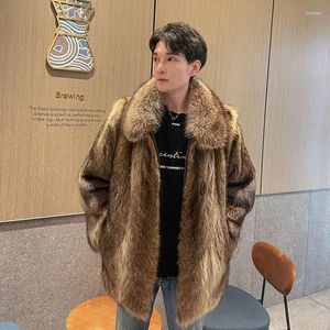 Men's Suits Streetwear Hip Hop Motorcycle Fur Coat Winter Warm Casual Overcoat Handsome Tide Loose Plus Size Lapel Jackets Clothes