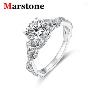 Cluster Rings 2CT Moissanite Diamond D VVS1 Women's Wedding 925 Silver Plated 18k White Gold Fine Jewerly Ring For Women