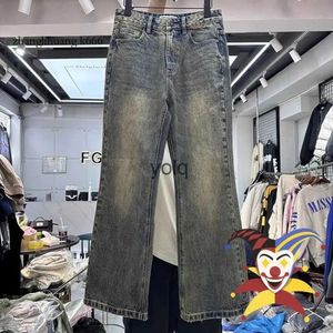 Jeans 2024 Washed Herren Vintage Distressed Yellow Hosen Männer Frauen Freizeithoseyolq