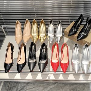 Luksusowe wysokie obcasy projektant czerwonych błyszczących dna buty dla kobiet Sandały Sandały 8cm nagi czarny patent na skórzane buty ślubne pompki letnie