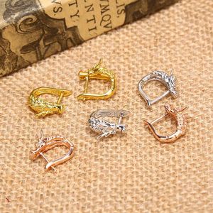 Stud Earrings Fashion Punk Animal Dragon Gold Silver Color Korean Men Women Studs Earring For Male Female Party Jewelry Gift