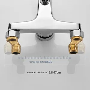 Badrumsfläckkranar 2024 Zinklegering Basin Chrome väggmonterat kallt vatten Dual Spout Mixer Tap för splitterbaddusch