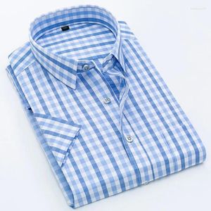 Camisas de vestido masculinas moda camisa de manga curta verão negócios casual xadrez masculino tamanho grande legal marca 2024 chegadas dropship