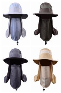 Utomhusaktivitet Cykling Sun Cap Fishing Hat unisex bred grimsolskyddshatt med avtagbar nackflik ansiktsskydd ZZA9663193055