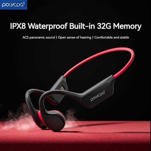 Mobiltelefonörlurar Polvcdg Bone Lednings HEADSET X7 IPX8 32GB MEMORY 5.3 Bluetooth Wireless Headset Microphone Waterproof Swimming 2013New Q240402