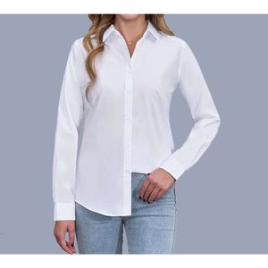 Large Polo Neck Womens 2024 Shirt Loose Fitting Fashionable and Stylish Solid Color StyleSP65