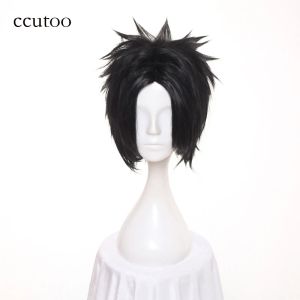 Peruker ccutoo 30 cm svart kort fluffigt skiktat syntetiskt hår peruker uchiha sasuke cosplay peruk värmemotstånd fiber