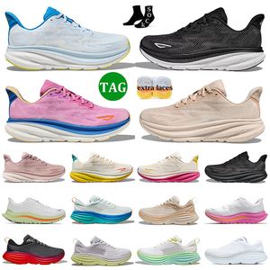 Triple Black White Hokas Clifton 9 Running Shoes Designer Mens Womens Bondi 8 Light Free Pessoas Corredores Sapatilhas Atléticas Sapatos Esportivos