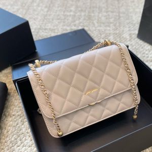 Borsa con catena a doppia pallina dorata Borsa piccola in pelle a tracolla Borsa a quadri in pelle di caviale con diamanti Pochette di lusso da donna Borsa quadrata celebrity scoppiata Borsa da donna di grande capacità