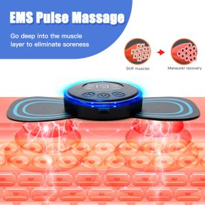 EMS Mini Electric Pulse Neck Masager LCD Display 8 Mode Cervical Massage Patch Muscle Pain Relief Tool Portable Body Massager