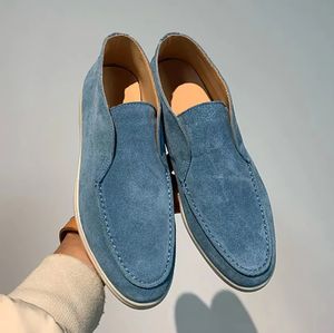 Luxury Men's and Women's Casual Shoes LP Lefu Flat Shoe Designer Suede Leather Oxford Piana Moccasins Summer Walking Bekväm gummisula EU36-46