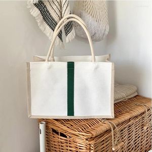 Shoppingväskor 100 st grossist Eco Custom Printed Natural Jute Cotton Tote Rope Handle Bag For Presents