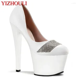 Dance Shoes Large Size Super High Heels With Women's Chunky And 17-18 Cm Fun Nightclub Single Water Drill Height