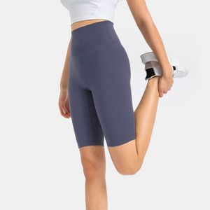 Lu Align Donna Seam Outfit Sport 10 Pantaloncini da motociclista senza tasca sul davanti con tasca Vita alta Corsa Allenamento Pantaloni corti Stretch Fit Palestra Abbigliamento sportivo Lemon Lady Gry Sports Girls