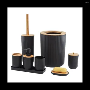 Liquid Soap Dispenser Bamboo And Wood Products Washing Set Bathroom Supplies Plastic Tray Eight-Piece Utility Kit