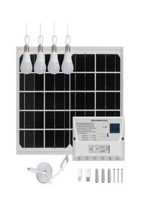 Solarlampa lampor USB Charger Home System Panel Generator Kit med 4 glödlampor Ljus 6000mAh Power Bank för inomhus utomhusbelysning3014719