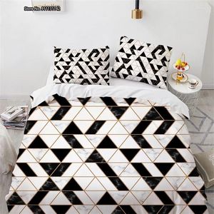 Conjuntos de cama Elegante Simples Padrão Geométrico Home Têxtil 3D Digital Impresso Quilt Cover Fronha Quarto Decorativo