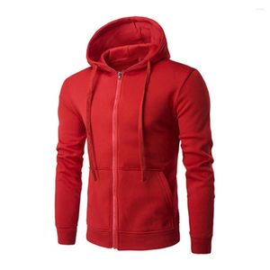 Men's Hoodies Men Hooded Sweatshirt Jacket Long Sleeve Athletic Coat Tops Zip Up Outwear Red Grey Black Blue Navy Dark Gray