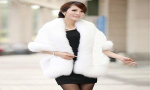 Black White Burgundy Winter Casual Occasion Women Wrap Bridal ackets Cloak Daily Wear Winter Warm Faux Fur Wedding Coat New Shawl6219796