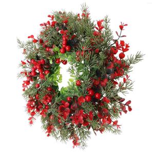 Fiori decorativi Ghirlanda artificiale Porta d'ingresso Ghirlanda Decor Ciondolo di Natale Foglie verdi Appeso Ornamento per feste in plastica Uomo