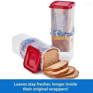 Garrafas de armazenamento caixa de pão retangular com alça alimentos frescos secos pão bolo keeper translúcido recipiente embalagem caso