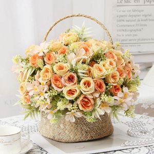 Simulazione di fiori decorativi simulazione Nordic Mona Roses Bundle Falk Flower Home and Living Room Decoration Artificial Champagne Rose Floral