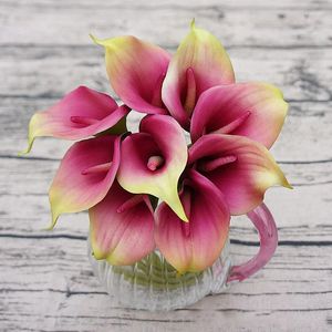 Dekorativa blommor 9 st konstgjorda mini calla lily latex falsk brud som håller bukett diy bröllop blommvägg bakgrund hem dekoration