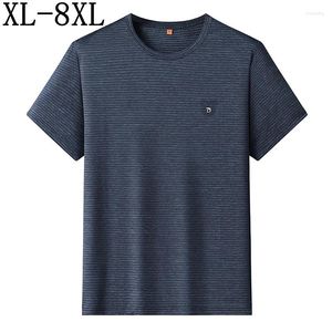 T-shirt da uomo 8XL 7XL 6XL 2024 Estate High End seta del ghiaccio traspirante camicia da uomo abbigliamento oversize magliette allentate uomo casual uomo supera i T