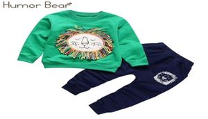 ユーモアベア新しいクリスマスの女の子の服セットボーイスーツボーイ織り漫画デザインTシャツパンツ15年2011267143856