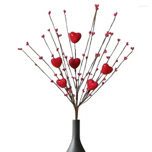 Decorative Flowers Heart Shaped Berry Picks Valentine Day Red Centerpiece Artificial