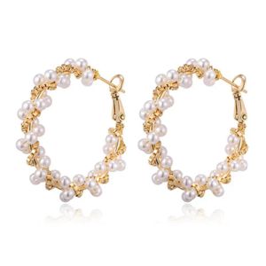 Brincos Lnngy Natural água doce Brincos de argola de pérola para mulheres 14k Gold preenchido 4,55 mm Brancos de pérolas de pérolas Charms Hoop Gift Gift