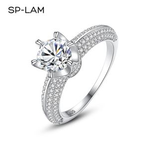 Big Ring Silver 925 Women Engagement Wedding Luxury Lab Diamond Finger Solitaire Rings Gift For Girls 240402