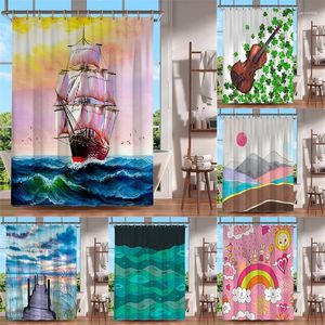 Shower Curtains Curtain With Hooks Nordic Style Moldproof Bath Waterproof Fabric For Bathroom Creative Decor 180 180cm